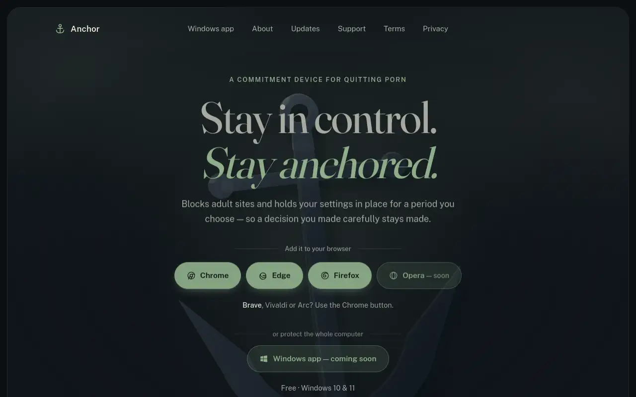 Screenshot of anchorcommit.com