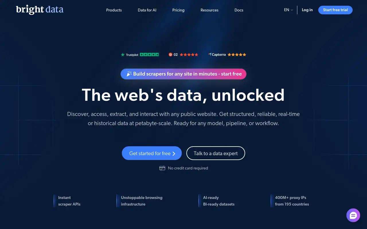 Screenshot of brightdata.com
