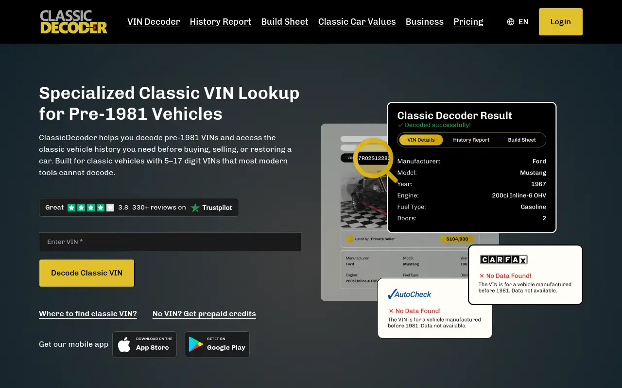 Screenshot of classicdecoder.com