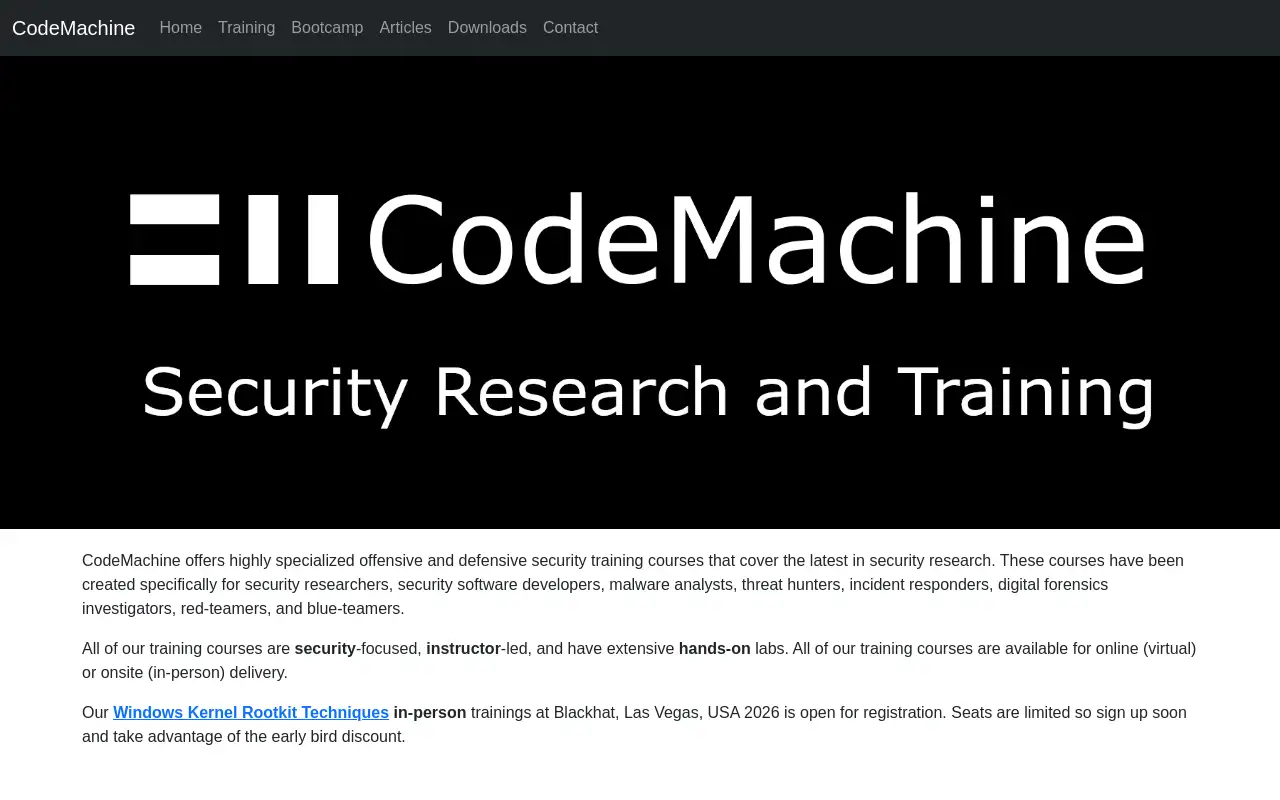 Screenshot of codemachine.com