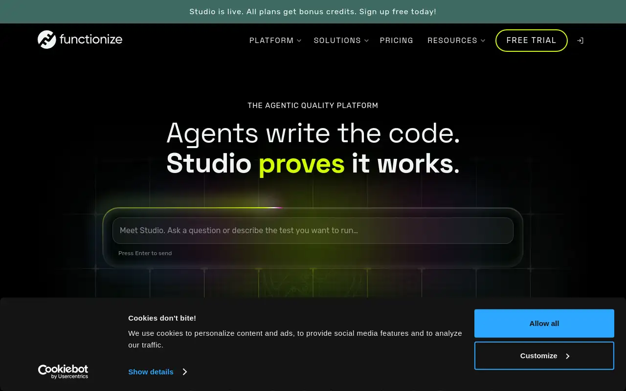 Screenshot of functionize.com