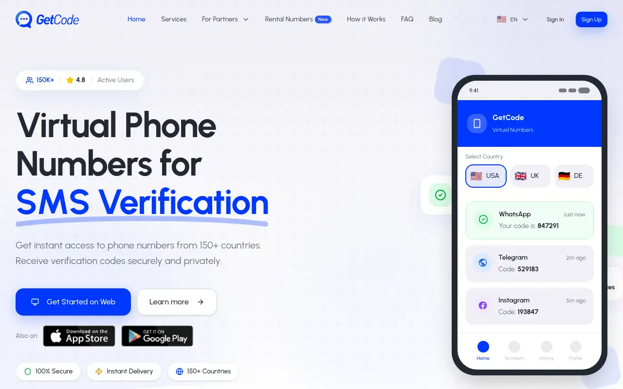 Screenshot of getcodeapp.com