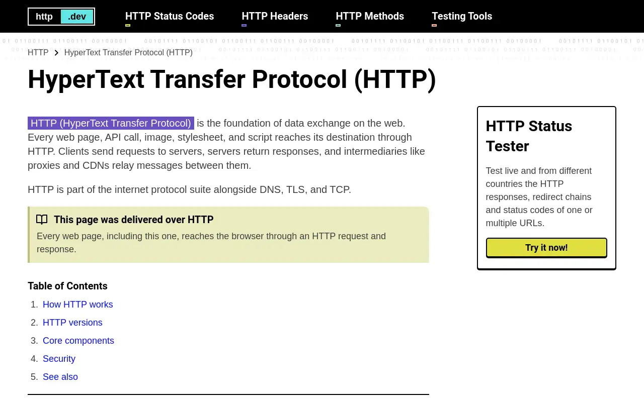 Screenshot of http.dev