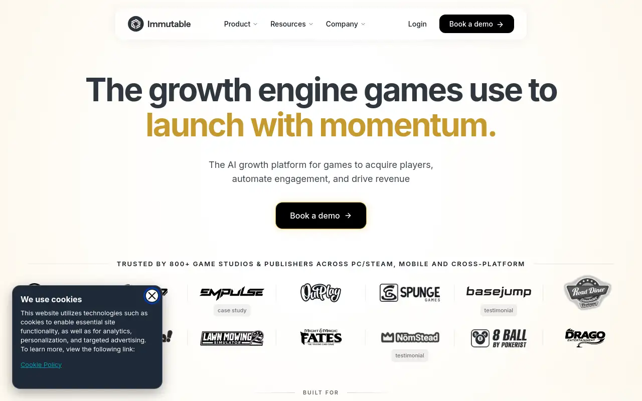 Screenshot of immutable.com
