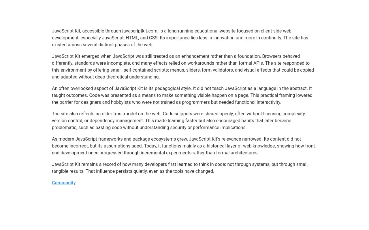 Screenshot of javascriptkit.com