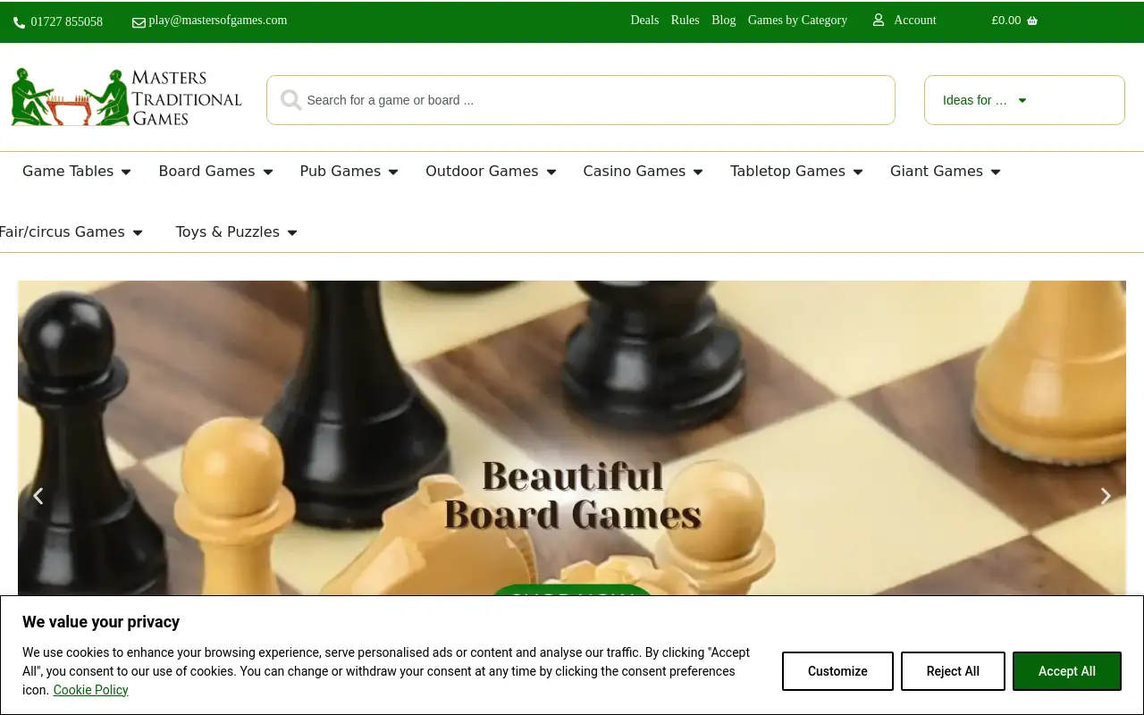 Screenshot of mastersofgames.com