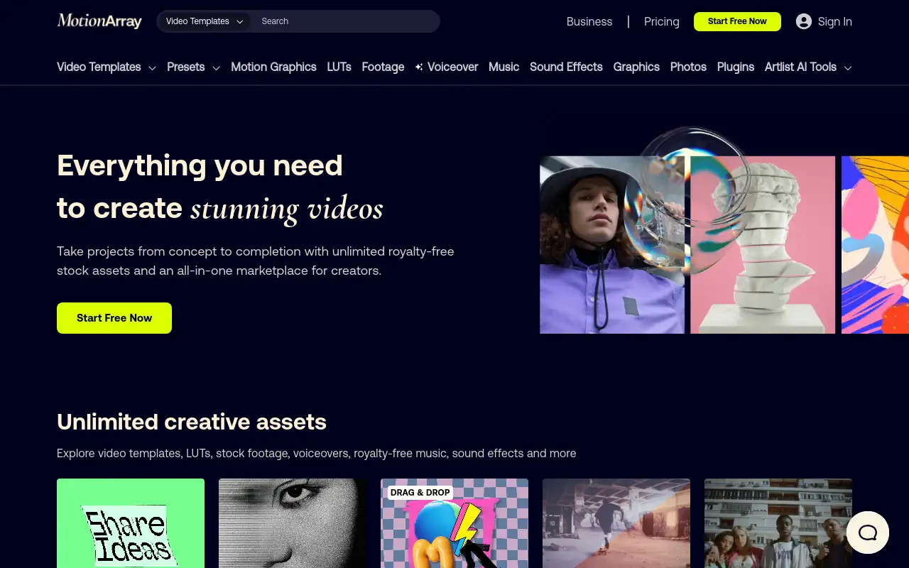 Screenshot of motionarray.com