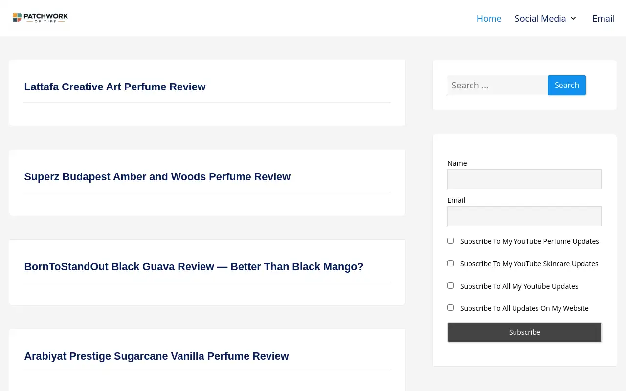 Screenshot of patchworkoftips.com