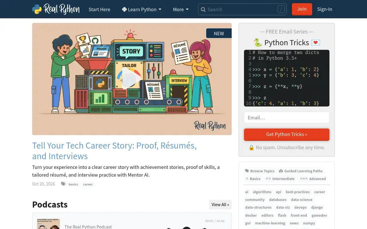 Screenshot of realpython.com