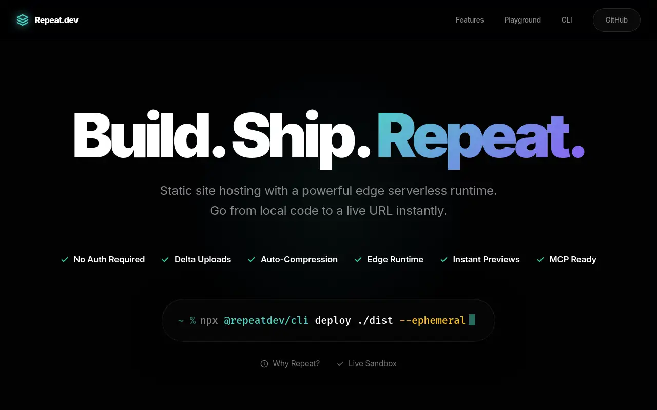 Screenshot of repeat.dev