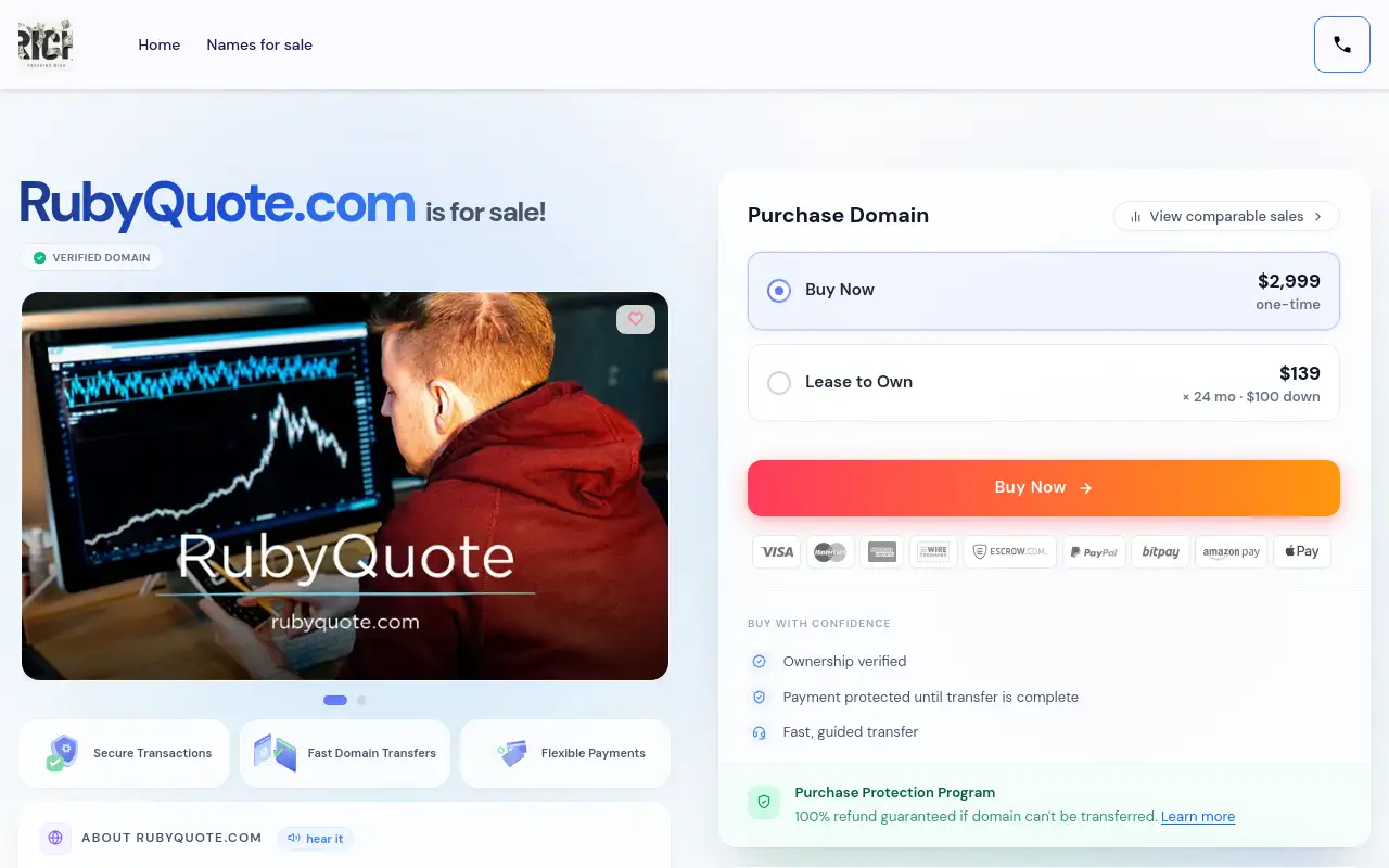 Screenshot of rubyquote.com
