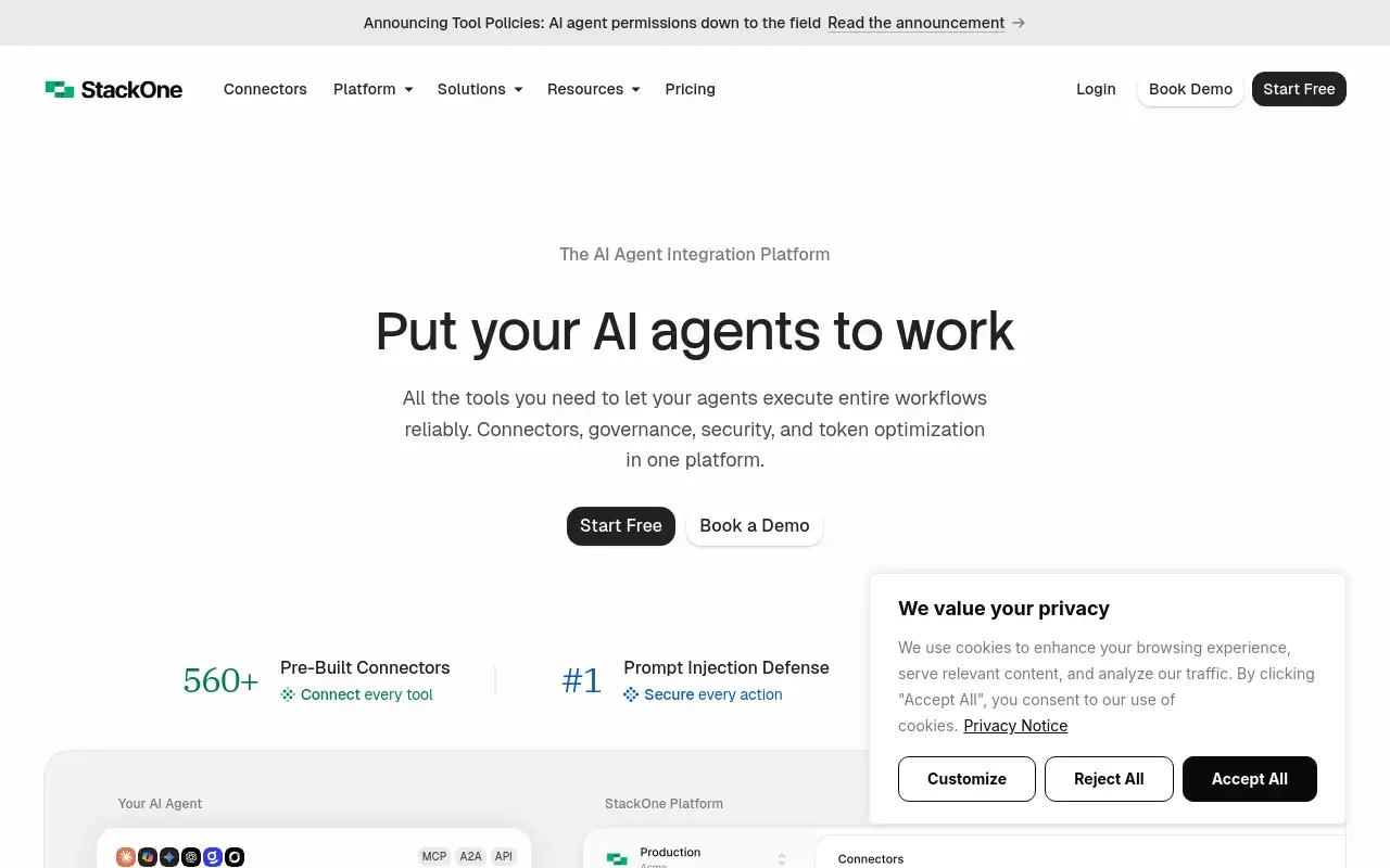 Screenshot of stackone.com
