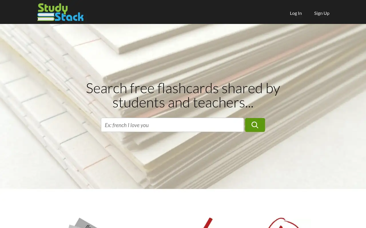 Screenshot of studystack.com