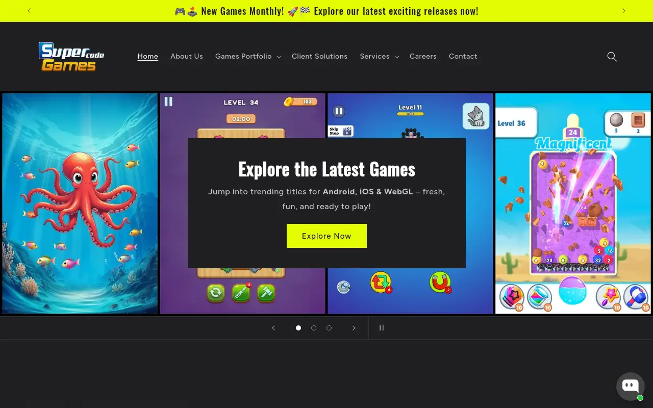 Screenshot of supercodegames.com