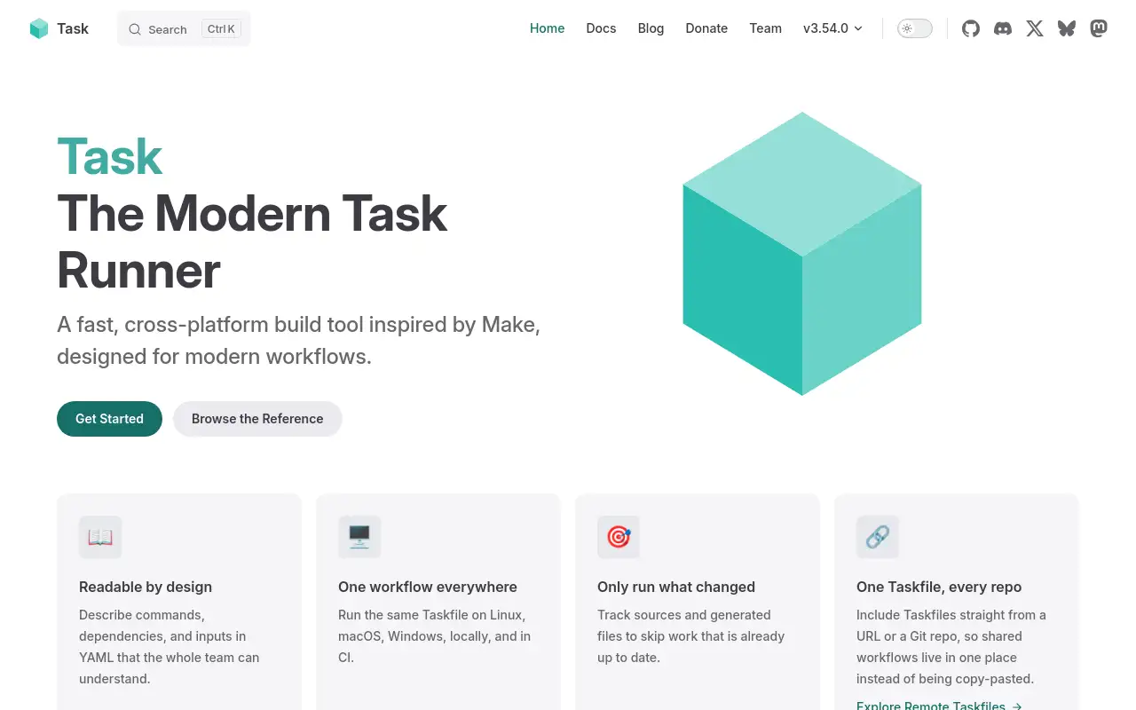 Screenshot of taskfile.dev