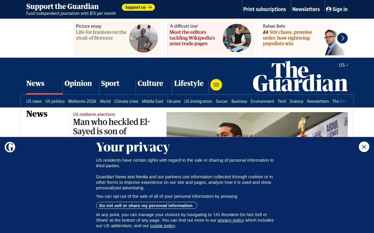 Screenshot of theguardian.com