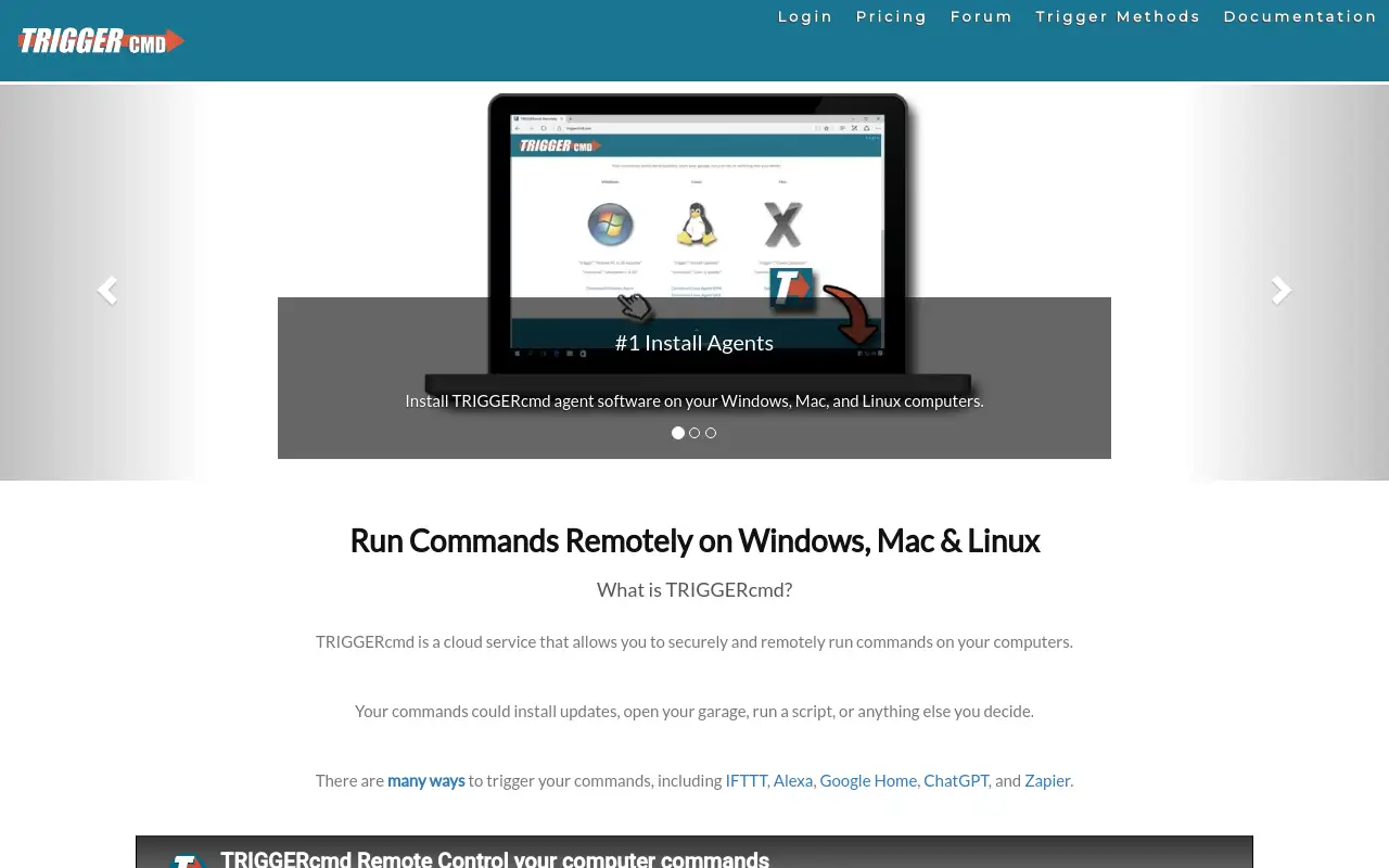 Screenshot of triggercmd.com
