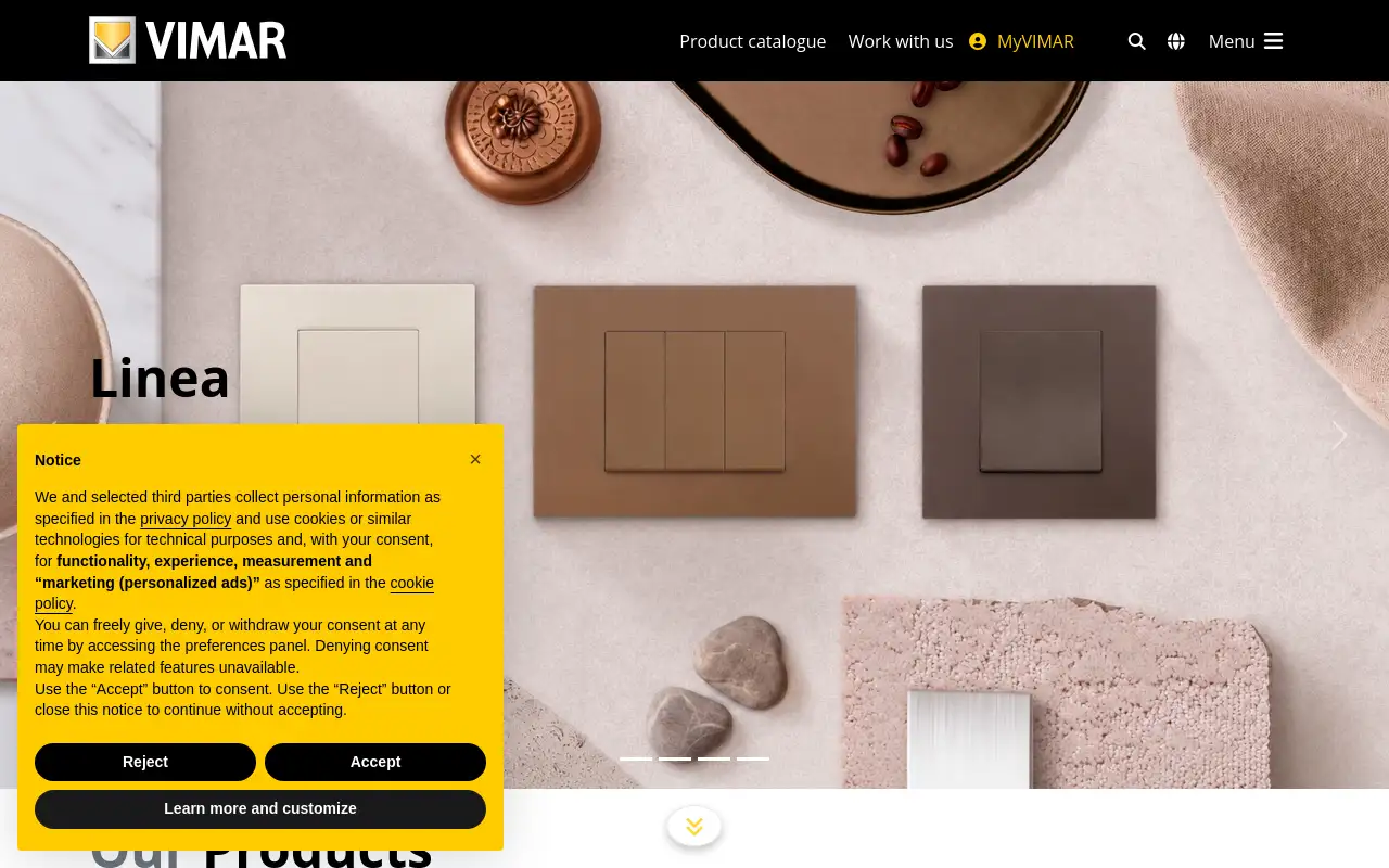 Screenshot of vimar.com