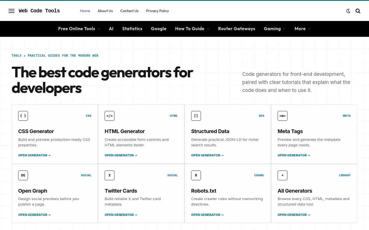 Screenshot of webcode.tools
